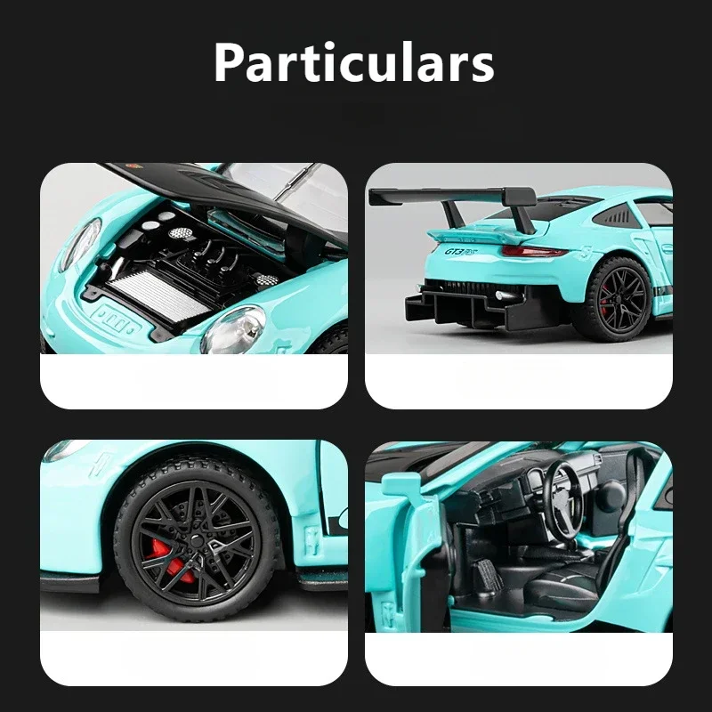 New 1:32 Porsche 911 GT3 RS Supercar High Simulation Diecast Metal Alloy Model car Sound Light Pull Back Collection Kid Toy Gift