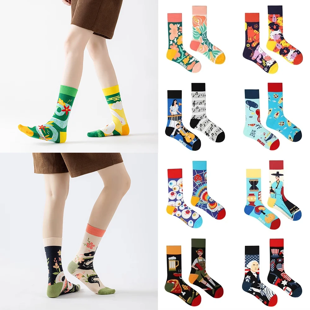 High Quality Cotton AB Socks food Pattern Long Tube Funny Happy Men Socks Novelty Skateboard Crew Casual Crazy Woman Socks