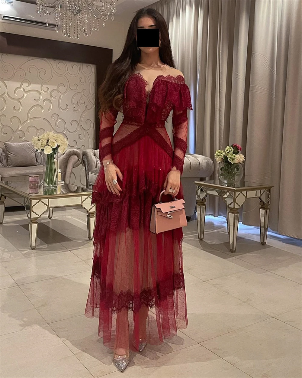 Ball Dress Evening Saudi Arabia Lace Ruffle Party A-line Off-the-shoulder Bespoke Occasion Gown Midi Dresses