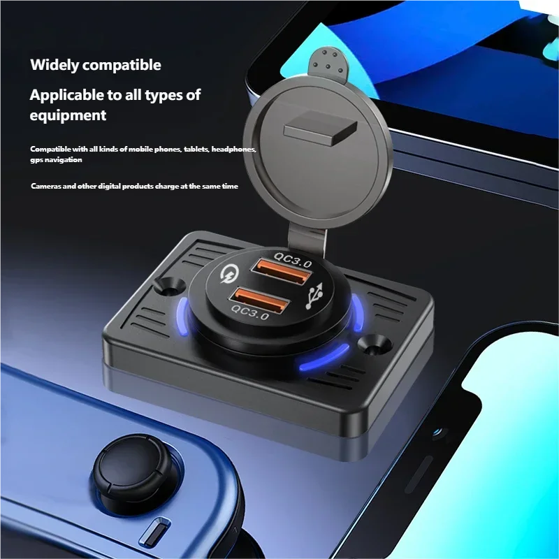 شاحن سريع 12 فولت/24 فولت RV منفذ USB مزدوج USB PD30W + QC3.0 شاحن سيارة لوحة مقابس مقاوم للماء لملحقات شاحنة حافلة RV #6