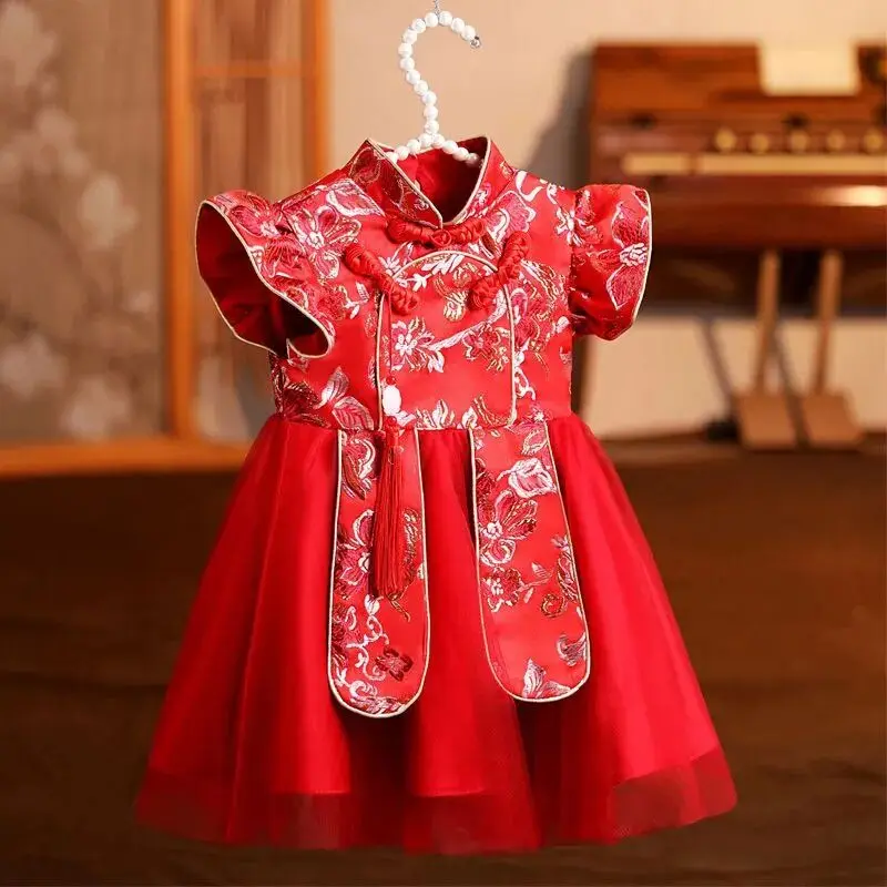 

Baby Summer Chinese Tang Dress Girl High Quality Birthday Princess Dress 80-120cm