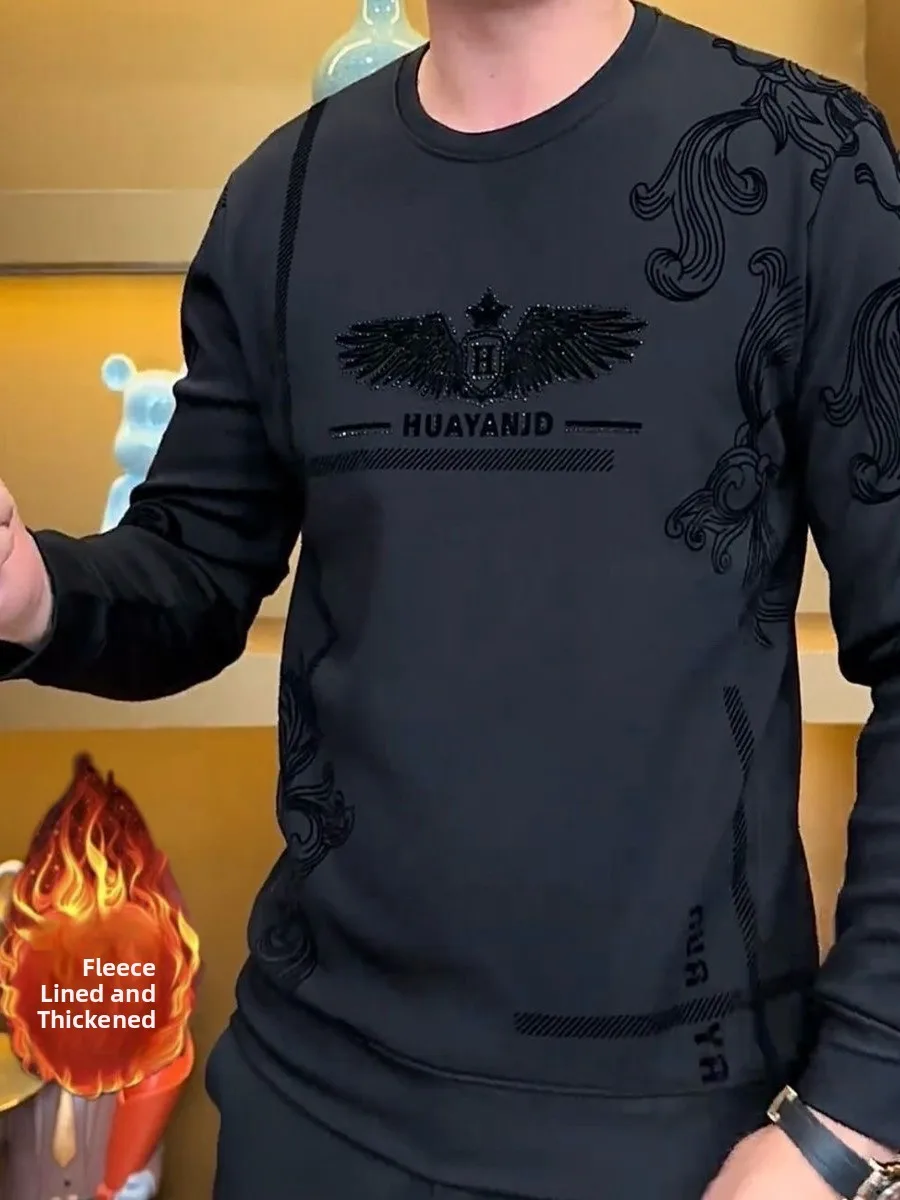 

Мужская толстовка Beibei Fce с длинным рукавом и круглым вырезом, модная теплая базовая футболка, повседневный топ