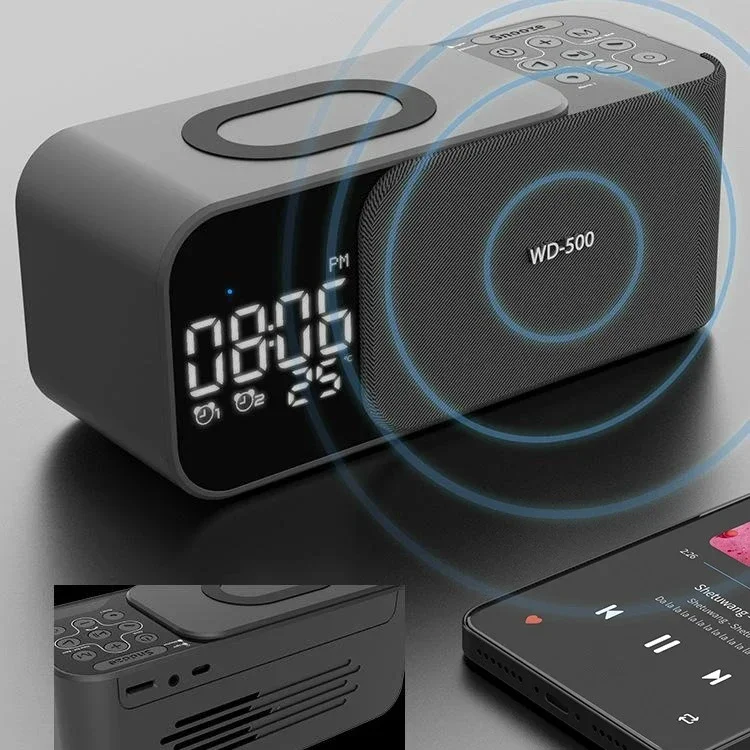 

Multi functional sleep alarm clock wireless charging Bluetooth speakers FM radio sound box bedroom white noise sleep aid speaker