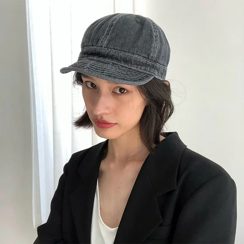 

Fashion Short Brim Denim Cap Summer Outdoor Leisure Visor Hat Trend Baseball Caps Hip Hop Sport Hats Present Washed Cotton