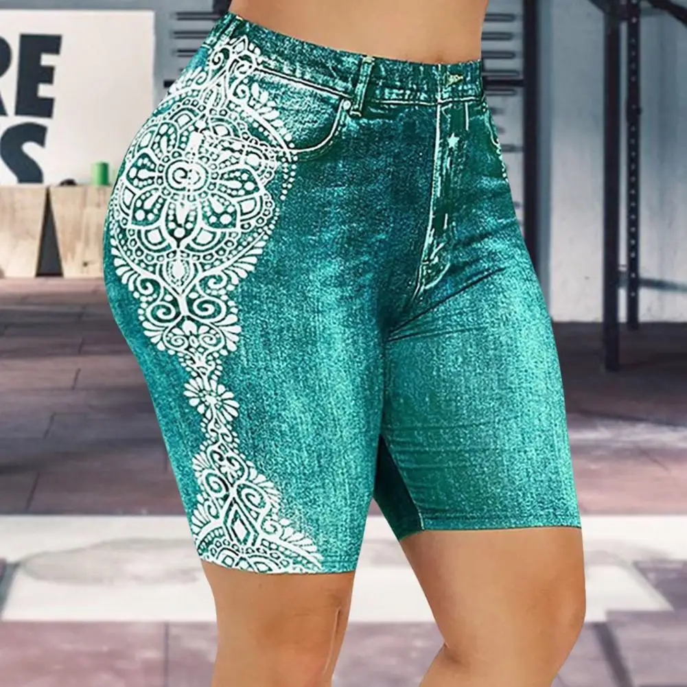 بنطال ضيق من الجينز لا يتلاشى للنساء ، أرفع الورك ، بنطال يوجا قصير ، انكماش ، ضد الصمم ، ملابس نسائية ، الصيف