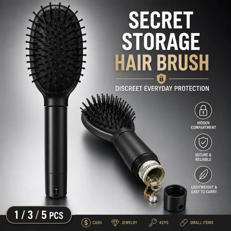 1/3/5PCS Hidden Storage Hairbrush Secret Compartment Brush Safe for Cash Jewelry Keys Medication Travel Accessories Holder