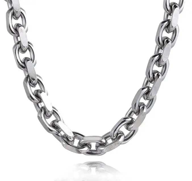 9mm Huge Stainless Steel Necklace Cable Rollo Chain Jewelry For Mens Women Gifts Silver