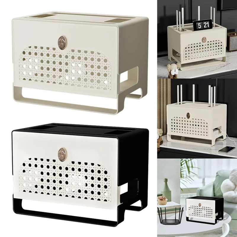 Cable Management Box for Power Outlets, Router,TV Wires, USB Hub - Hollow Panel Design Multifunctional Cord Organizer A-A69M