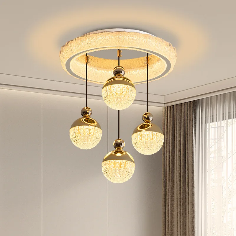 Minimally designed LED crystal light with circular high-end feel golden living room dining room indoor bedroom