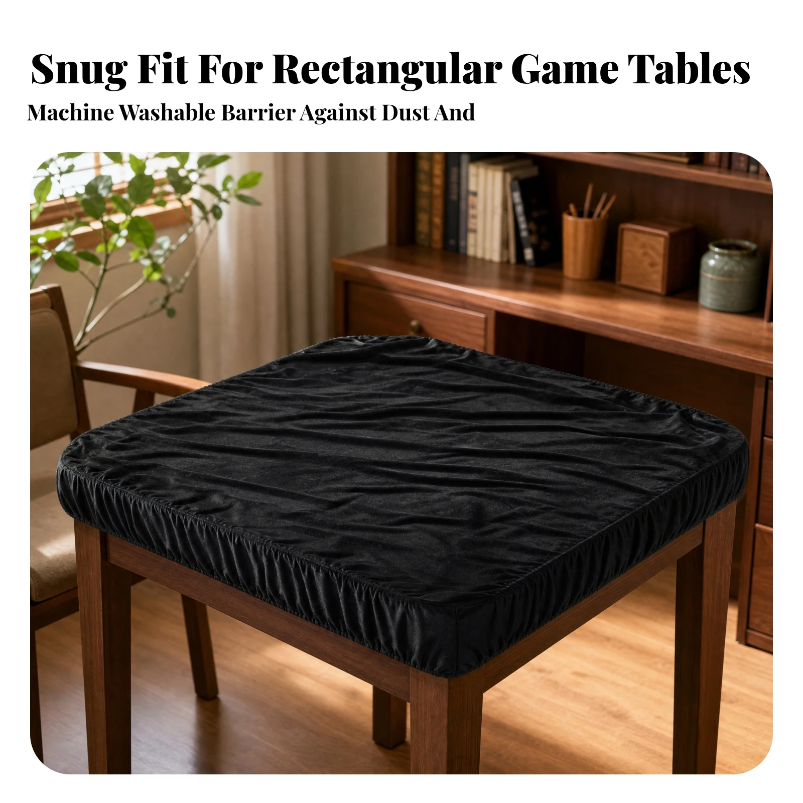 Square Tablecloth Soft Card Table Cover with Elastic Edges Elastic Fitted Tablecloth Stretchy for Everyday Organization