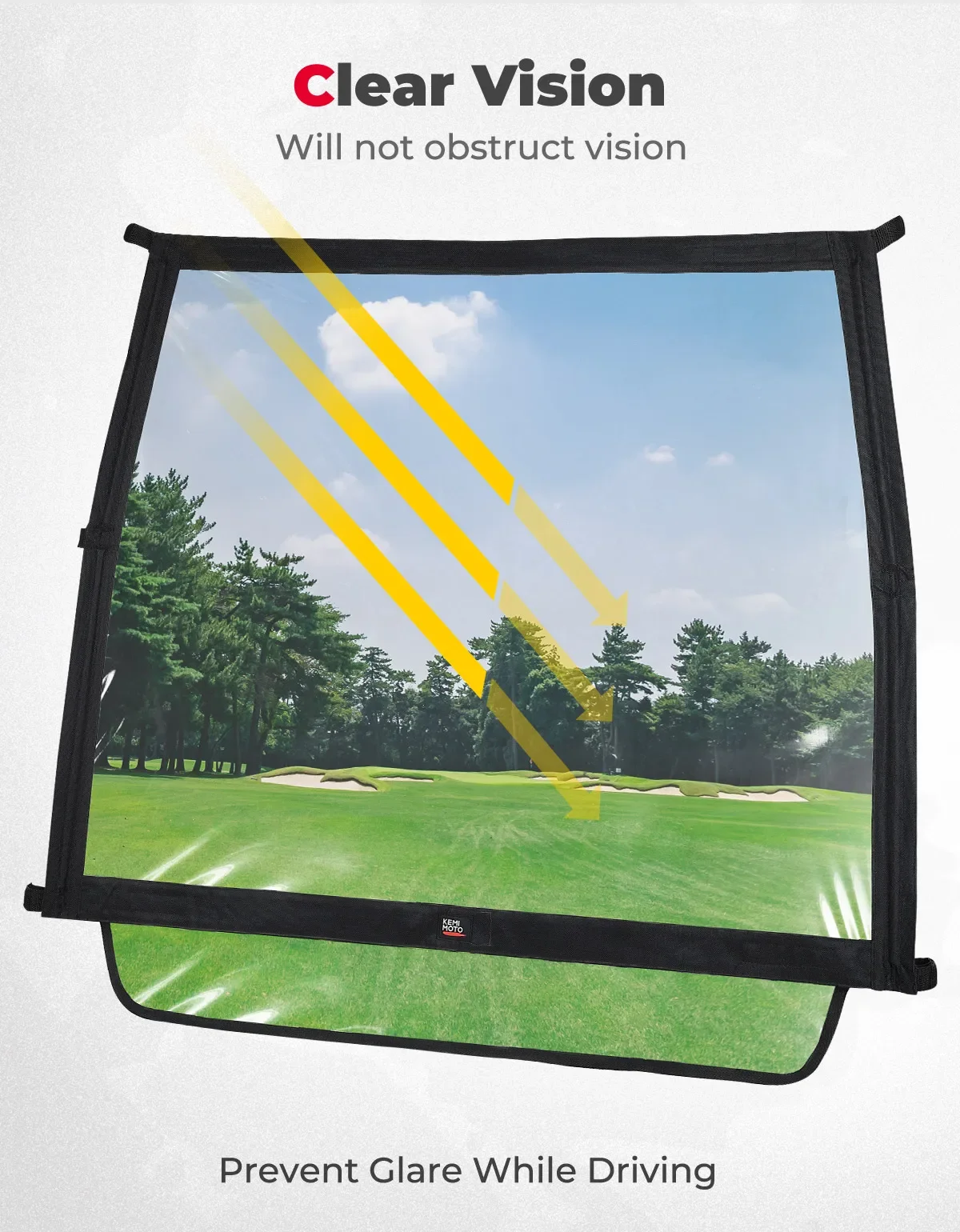 KEMIMOTO Foldable Golf Cart Windshield for Club Car DS Tempo Precedent Portable Lightweight PVC 600D Front Windscreen