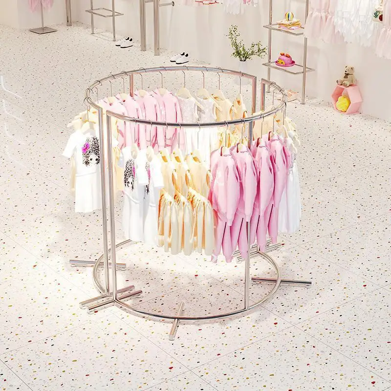 

Clothing Store Island Display Rack Floor-standing Children's Clothing Store Creative Arc Circular Shelf