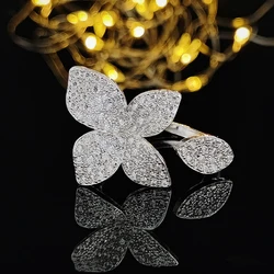 Best Selling Trendy Luxury Petals Silver Color Cute Fashion Ring for Girl Lovers Love Party Gift Jewelry Wholesale R5433-R8448