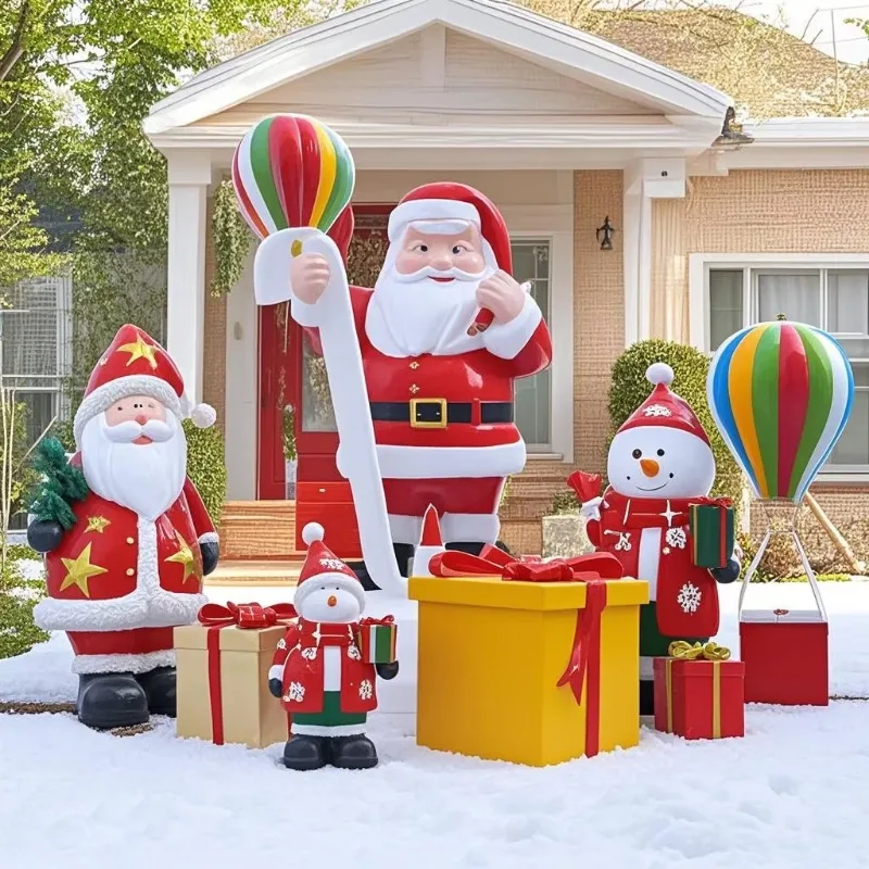 Garden Balcony Decoration Santa Claus Ornaments Fiberglass Outdoor Art Landscape Sculpture