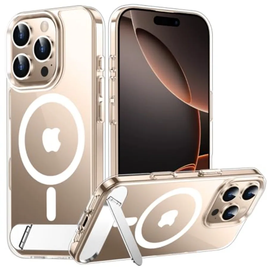 

Magnetic Compatible with iPhone 16 Pro Max Case, [Built-in Invisible Kickstand][Compatible with MagSafe] [Military Grade Shockp