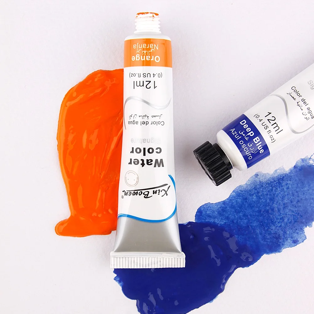 Imagem -04 - Conjunto de Pintura Aquarela para Artista Profissional Cores Vibrantes Tubos para Desenho Suprimentos para Colorir Esboços 12 Cores