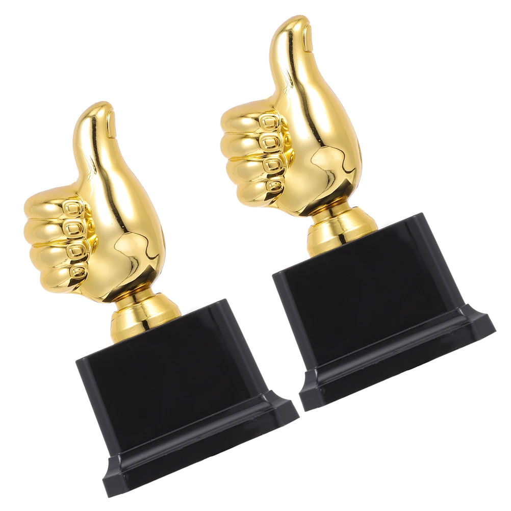 

2pcs Thumb Trophies for Kids Bright Color Delicate Detail Competition Award Plastic Cup Easy Clean Never Fades