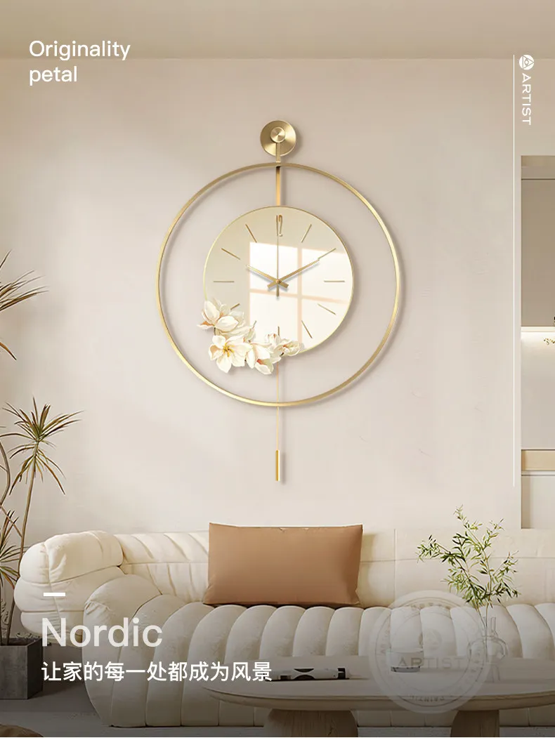 Clock Wall Clock Living Room Small Fresh Flower Dining Room Decorative Clock Dining Room Creative Fashion Watch Wall Hanging