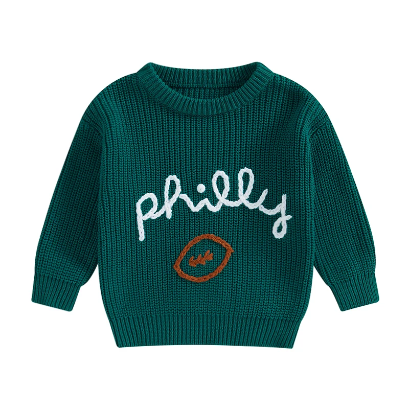 

Baby Boy Sweater Casual Rugby Embroidery Warm Knitted Long Sleeves Pullover Infant Knitwear for Toddler