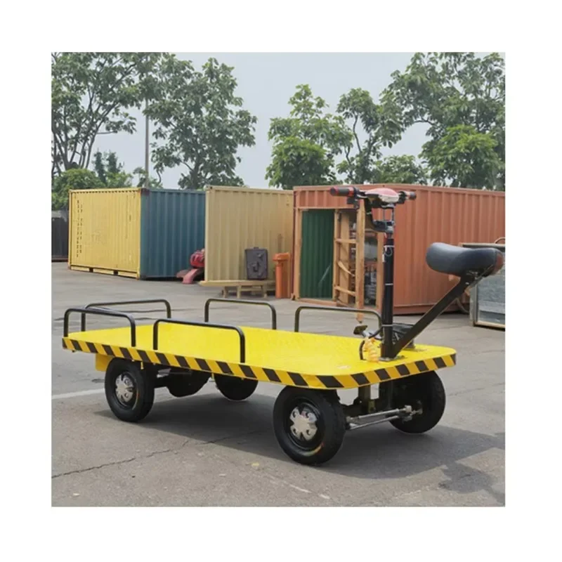 Electric four-wheeled flatbed truck cargo trolley can take the warehouse logistics truck