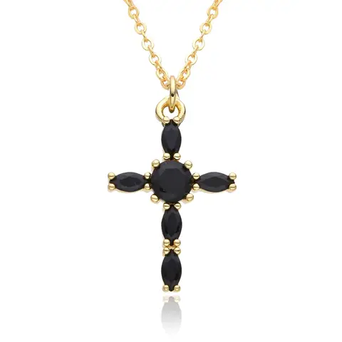 New Gold Color Flower Cross Charms Micro-inlaid CZ Necklace for Women Men Choker Chain Pendant DIY Jewelry Accessories Wholesale