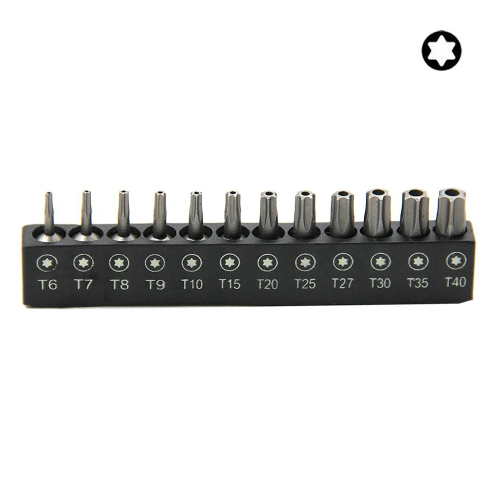 Robust For Torx Screwdriver Bits Set 12pcs Sizes T6 T40 Featuring a Convenient 1/4 Inch Hex Shank for Easy Use