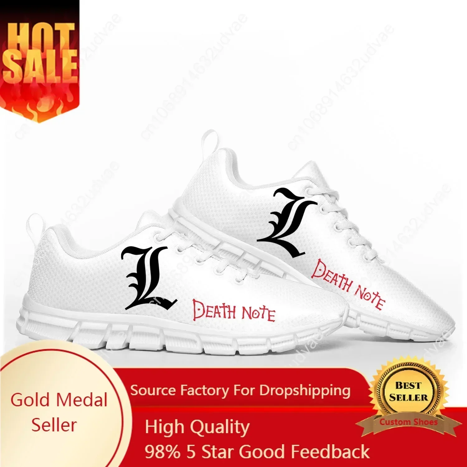 

Comics Death Note Yagami Lawliet L Sports Shoes Mens Womens Teenager FashionSneakers Casual Custom White Couple Shoes