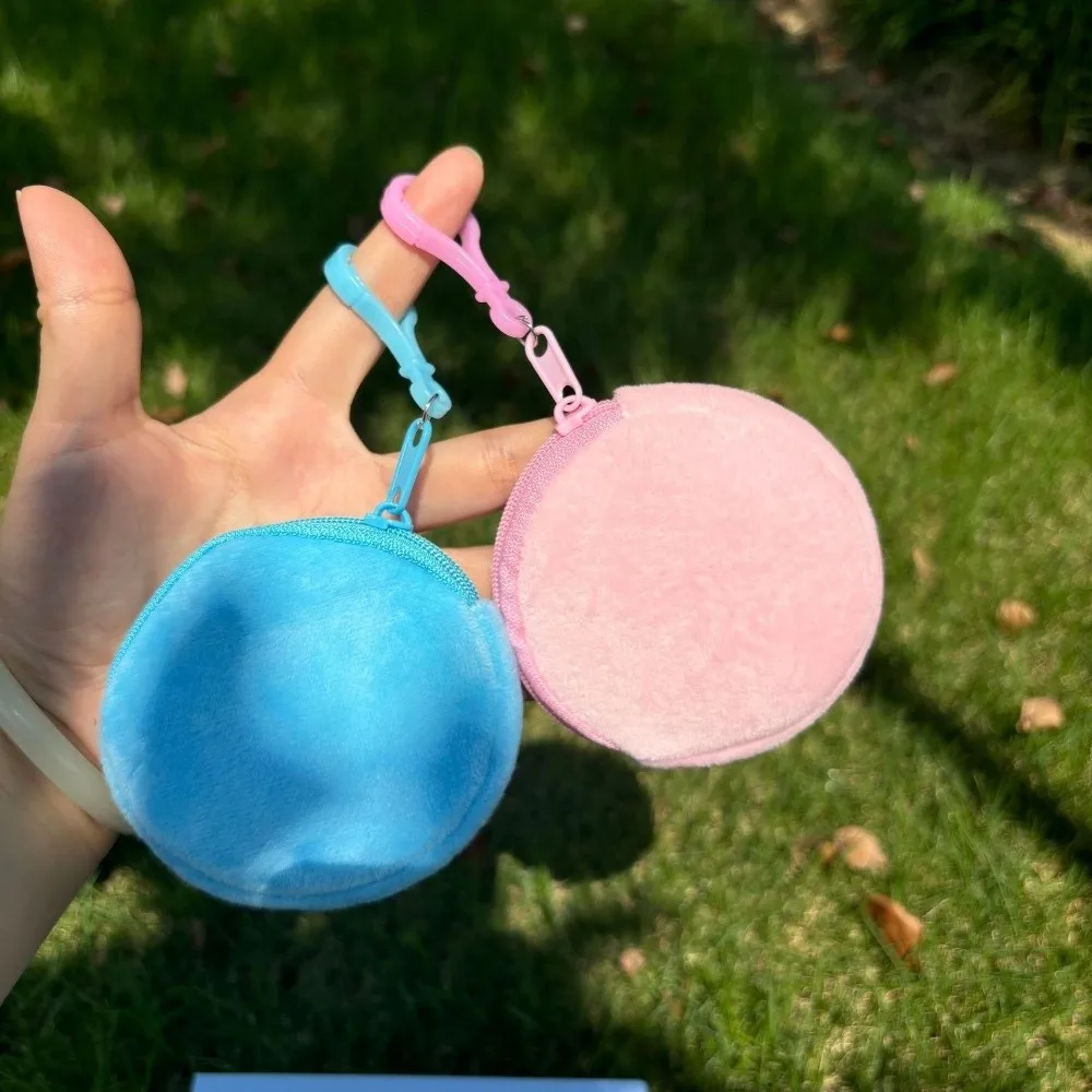 Fashion Solid Color Coin Purse Round Shape Cute ID Card Bag Minimalist Style Keychain Wallet Travel