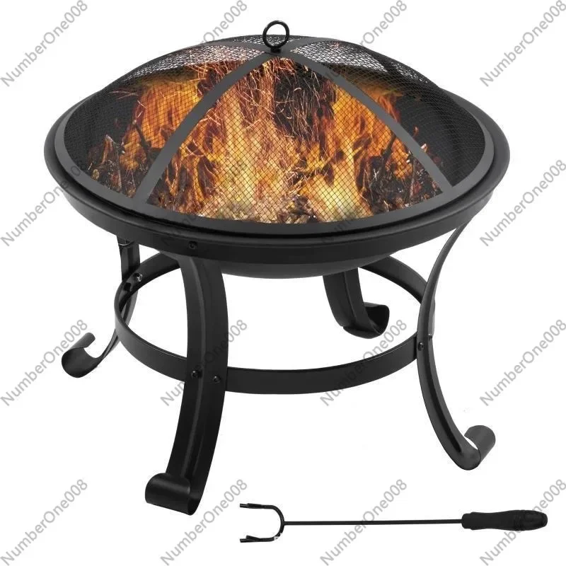 Multifunctional Bbq Grill Round Iron Art Fire Pit Painted Retro Heating Stove