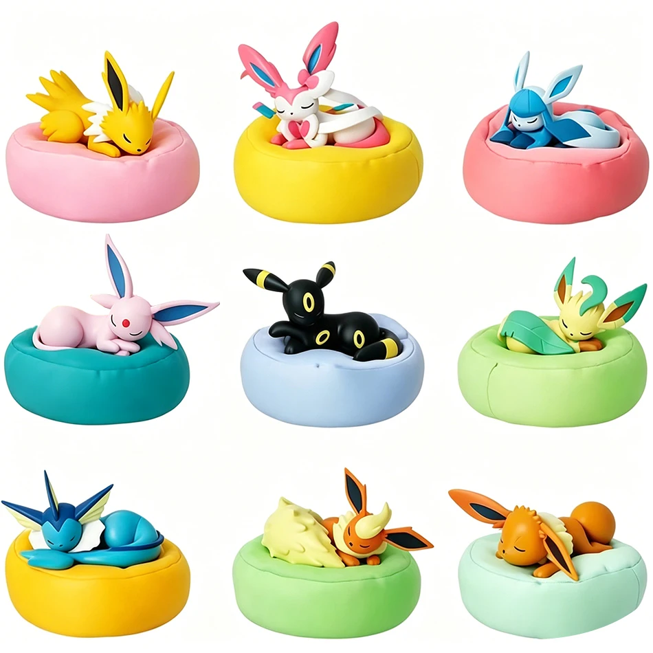 Anime Pokémon Eevee Blind Box Model Figure 1-9 pcs Sleep Series Interior Hand Sleeping Position Toys Gift for Sfriends