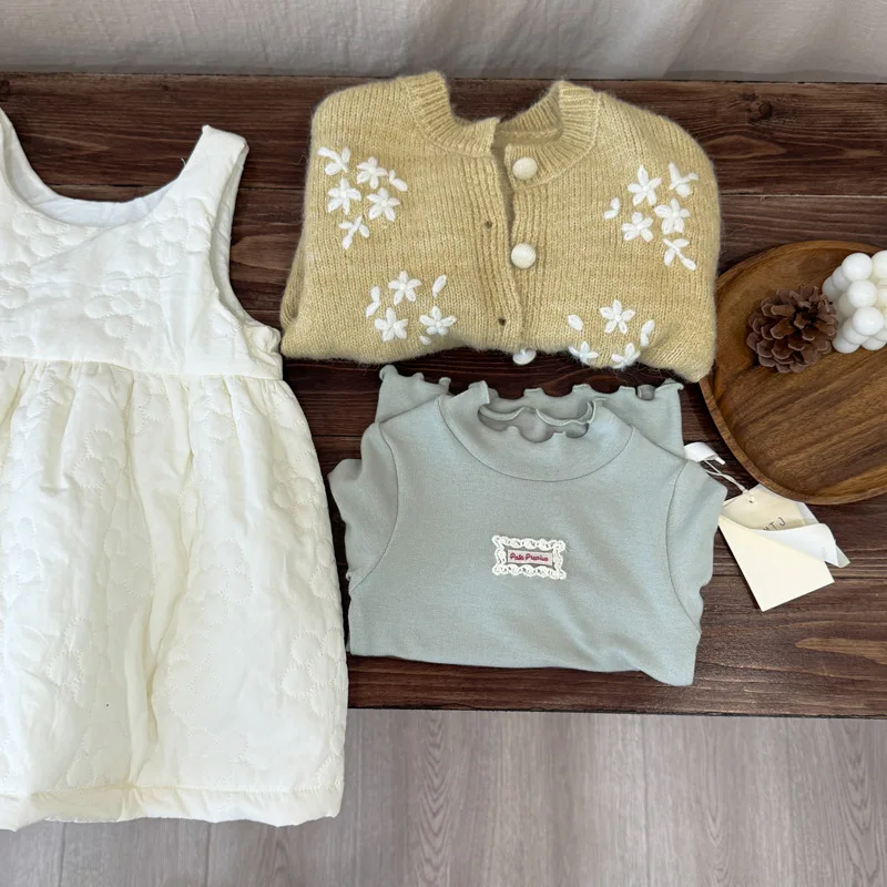 

Детские удобные повседневные куртки, эксклюзивная одежда, осень-зима 2025 года, свитер для девочек, кардиганы, корейские милые вязаные свитера