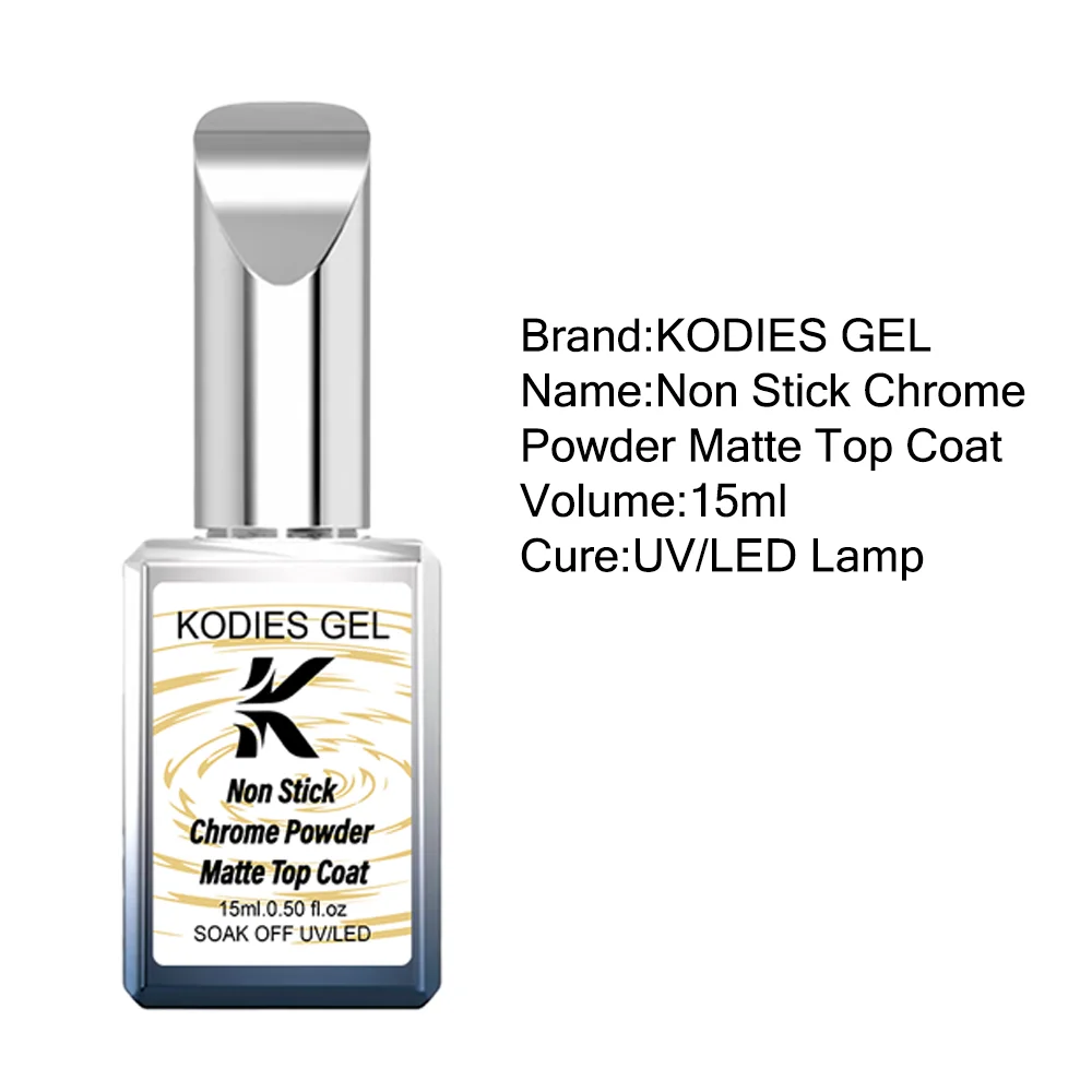 โคดี้ส์ เจล โครม แมทท์ ท็อปโค้ท ผงสีทาเล็บแบบไม่ติด ท็อปโค้ทแบบด้าน ไม่ต้องเช็ด เวนิส แบบกึ่งถาวร สำหรับตกแต่งเล็บด้วยยูวี