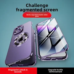 Leakage Magnetic Absorption Suitable For iPhone 16 15 14 13 Pro Max Phone Case New Aluminum Alloy Glass Full Surround Anti-fall
