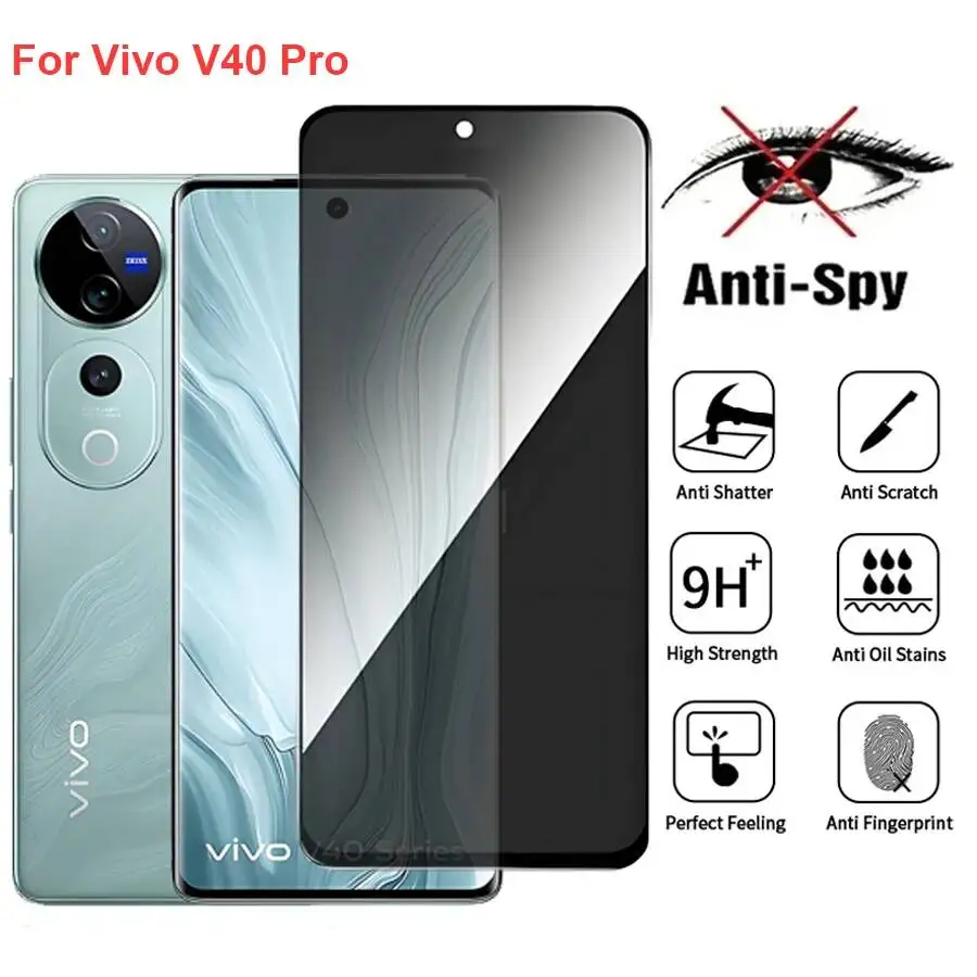 

Vivo V40 V2347 Anti Spy Privacy Tempered Glass Protector Compatible For Vivov40 Pro Full Cover Screen Phone Film