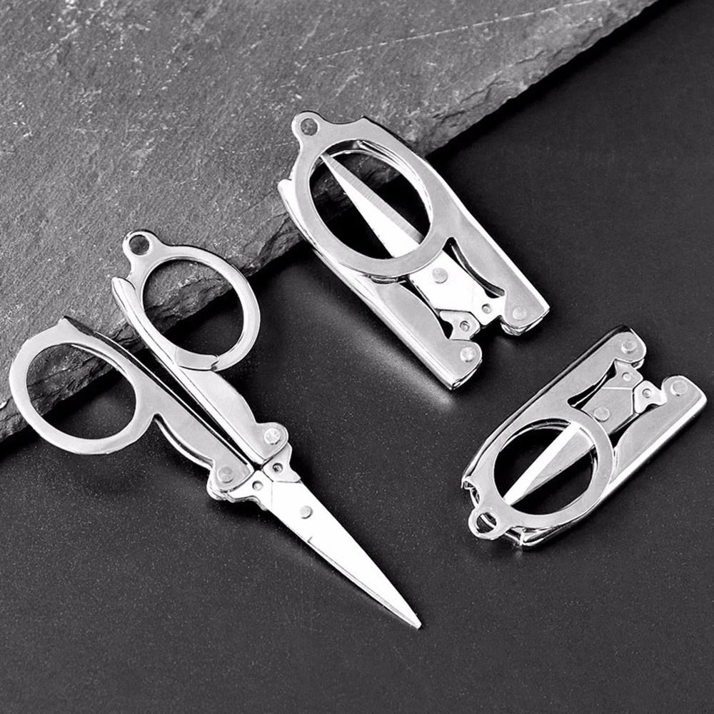 Mini Nail Scissors Portable Travel Multifunctional Stainless Steel Folding Small Scissors Home Mini Thread Scissors