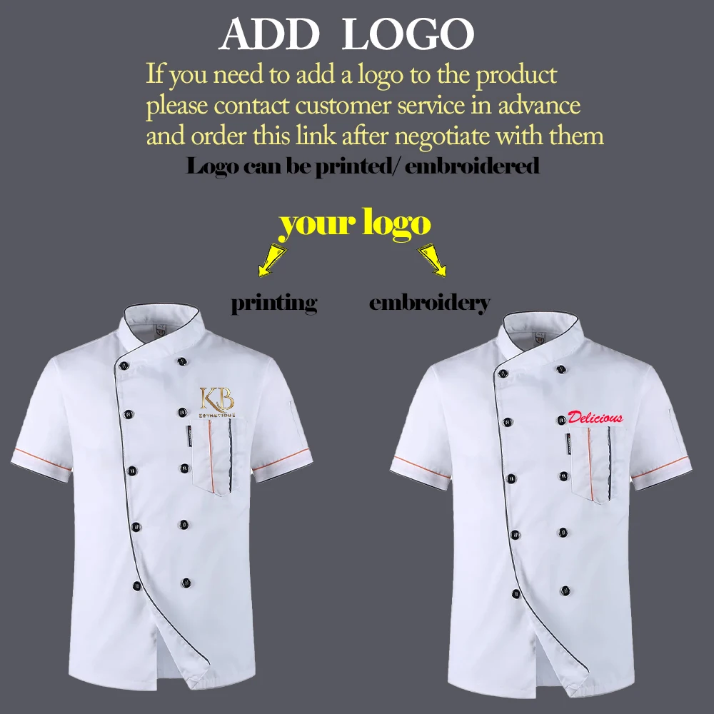 Unisex Restaurant Work Clothes Kitchen Chef Uniform Waiters Shirt Short Sleeves Chef Jacket Hotel Cooking Uniforms Works Clothes