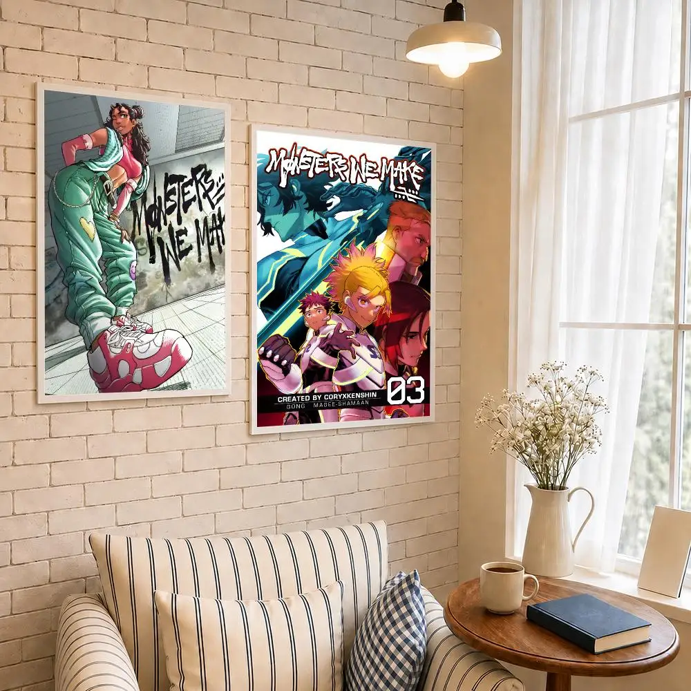 Manga M-Monsters We Make Poster PP Self-Adhesive Waterproof Wall Decor for Bedroom,Living Room,Dorm,Bar Aesthetic Decor Gift