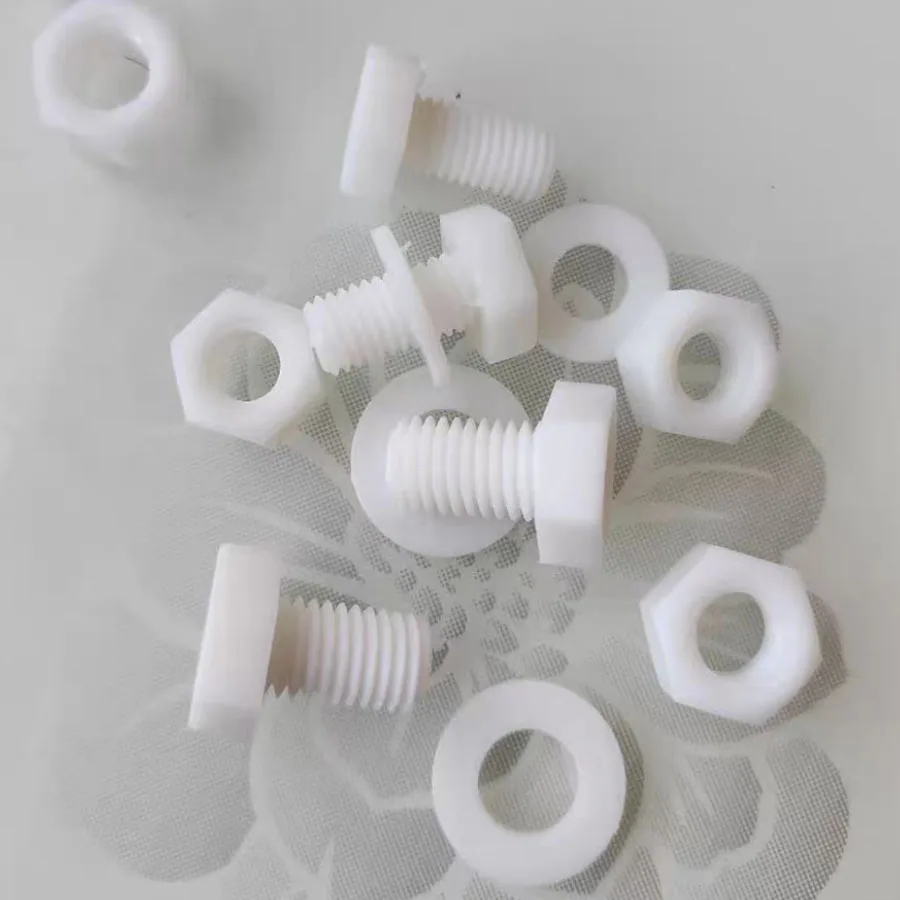 M4-M20 PP Outer Hex Screw Nut, Plastic Insulation Anti-Corrosion Bolt with Gasket