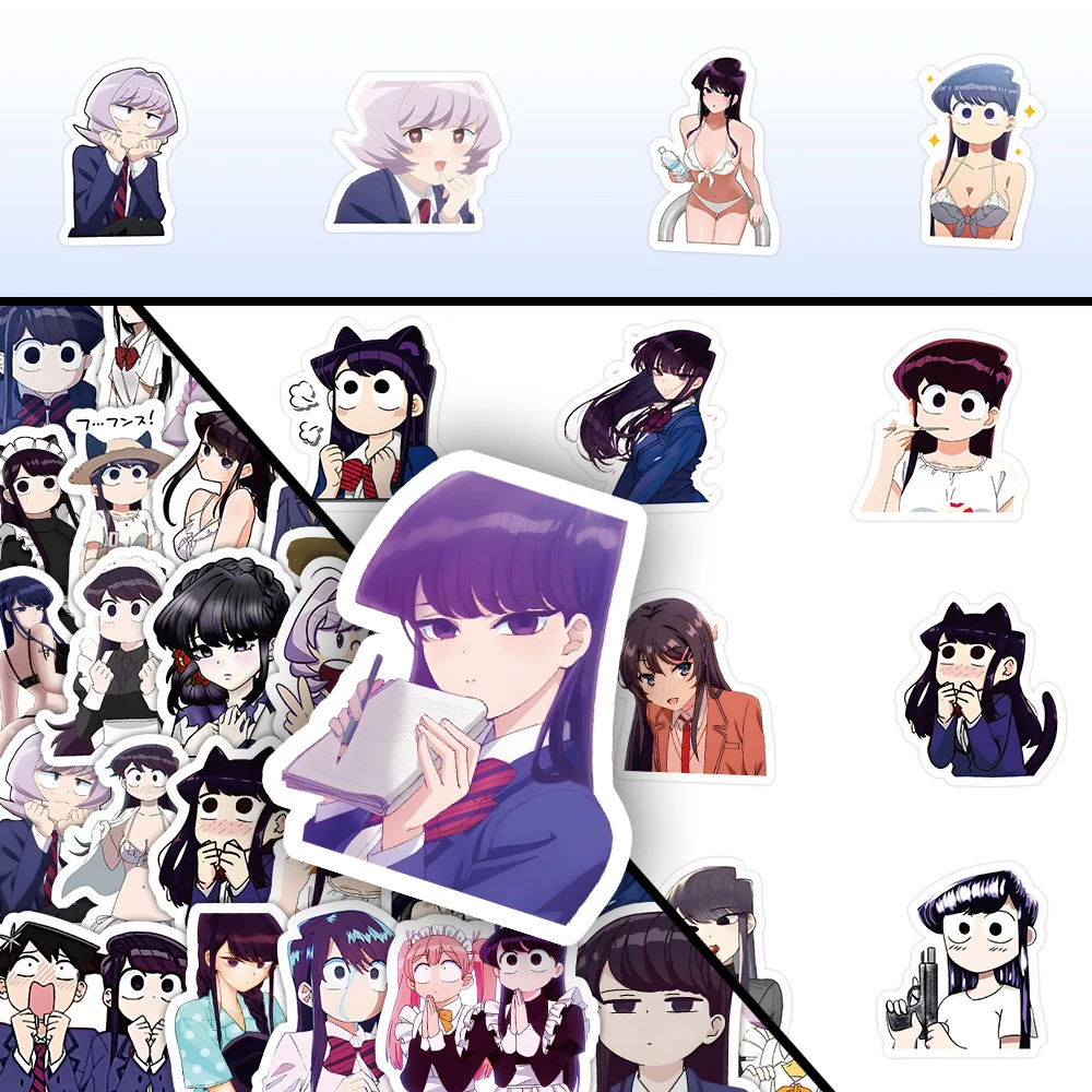 

60PCS Cartoon Komi Can't Communicate Cute Graffiti Stickers Anime Decal Toys DIY Scooter Motorcycle Helmet Refrigerator Guitar