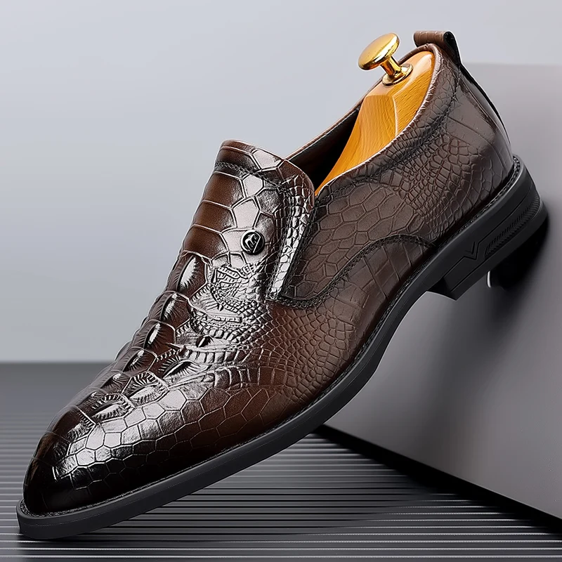 

Brand Designer Classic Genuine Leather Whole Cut Mens Oxford Dress Shoes Plain Toe Handmade Office Business Formal Shoes for Men