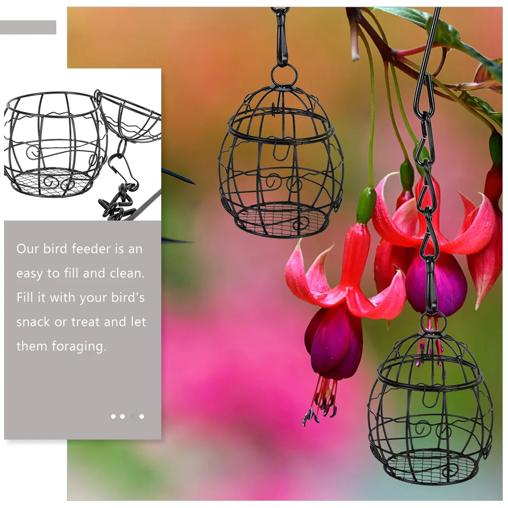 

2pcs Hanging Bird Feeder Swing Designed Garden Decor Outdoor Bird Fodder Organizer Iron Wire Feeding Supply Yard Decorative