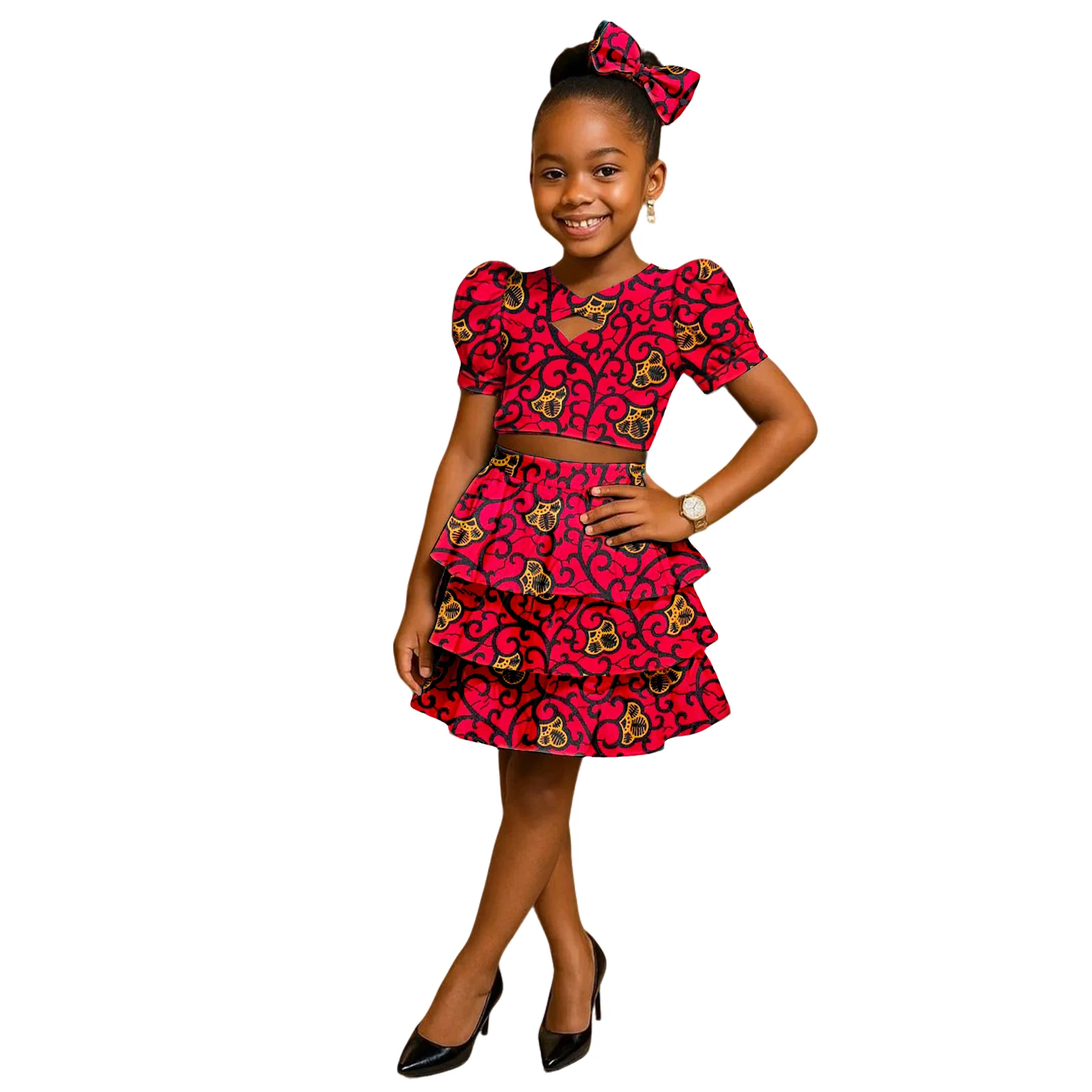 

Платье Bayby Girl Turkey, африканская одежда, платье макси с принтом, наряды Dashiki Anakra для детей с повязкой на голову