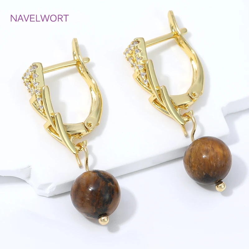 18K Gold Plated Inlaid Zircon Earring Hook,Brass Earwires Earring Fixtures,Clasps For Earring,DIY Women Earrings Making Supplies