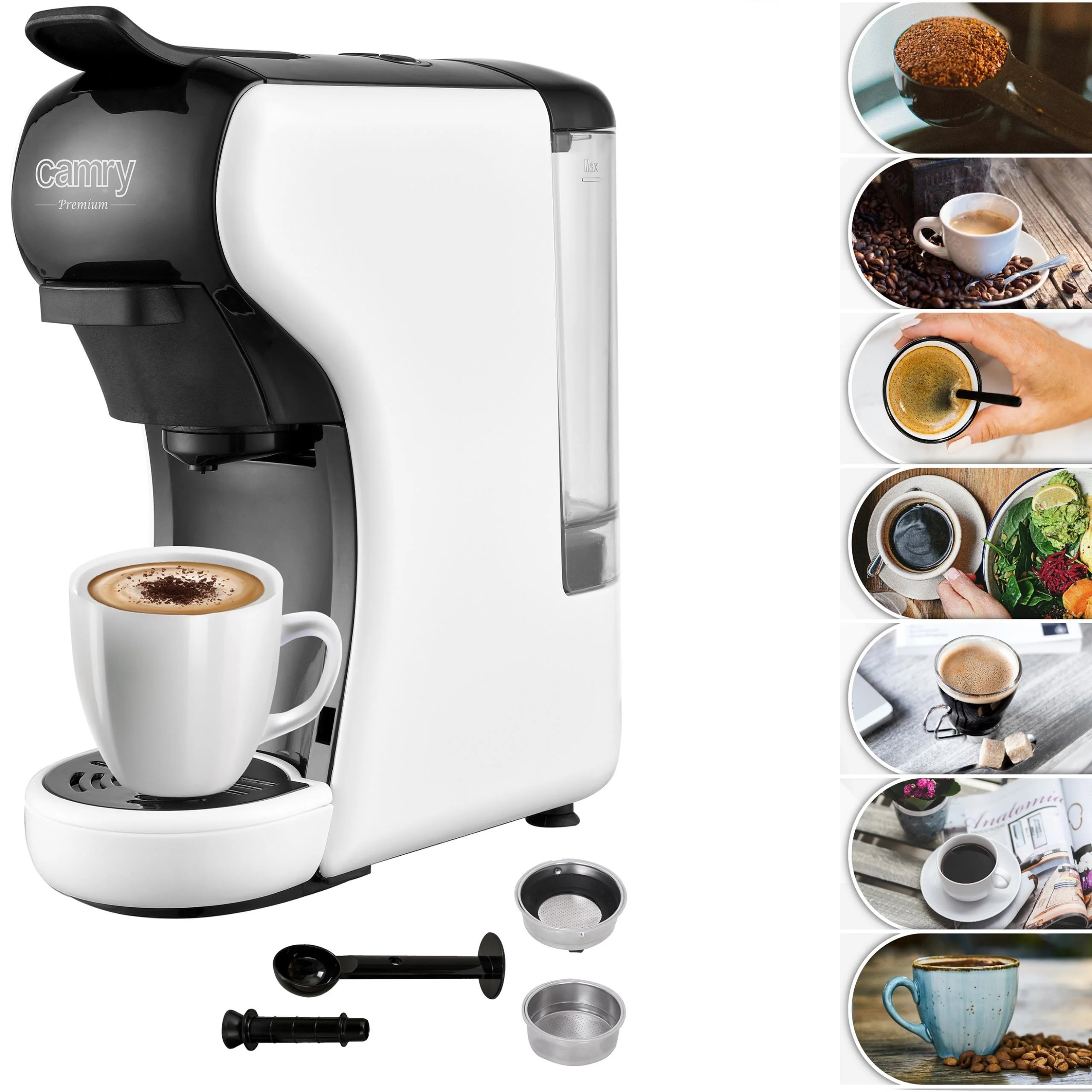 Capsulekoffiezetapparaat, drukmachine, 19 bar, 3000 W, wit, multi-merk capsule compatibel