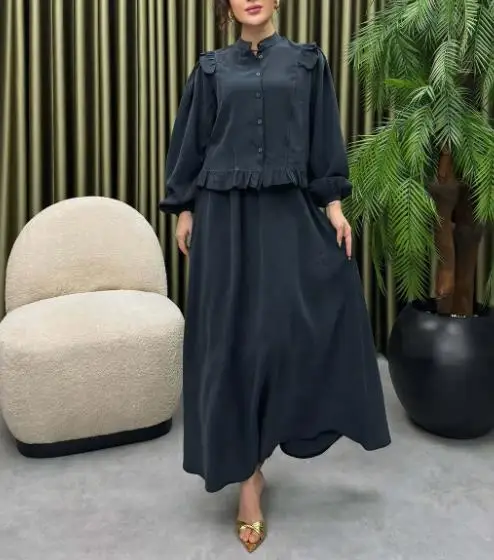 

Women's Autumn 2025 New Elegant Style Stand Collar Long Sleeved Top Two Piece Skirt Set