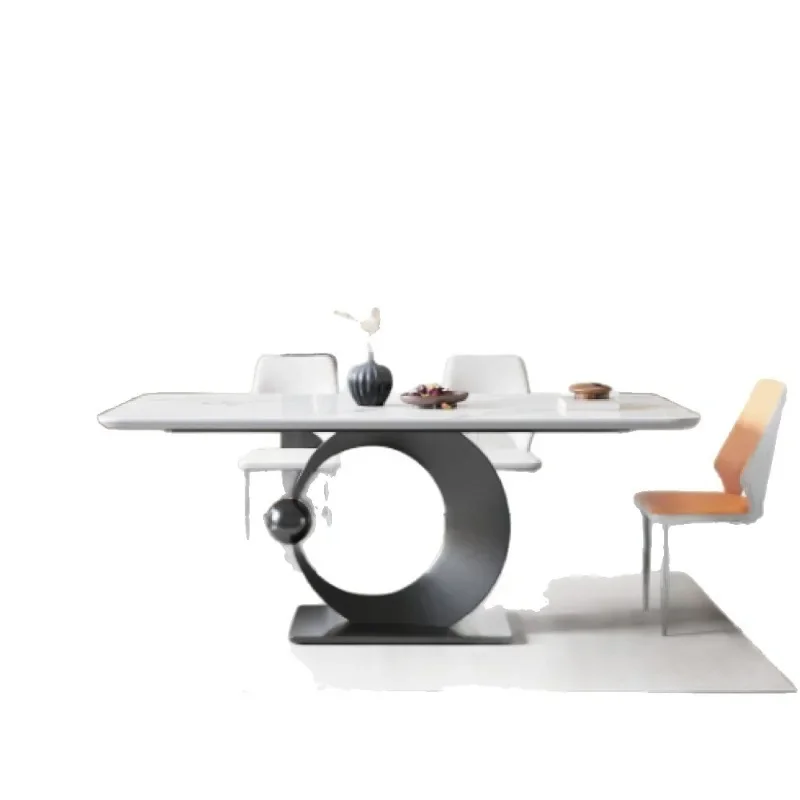 

Italian rock slab dining table and chair combination household small apartment modern simple rectangular supercrystallin