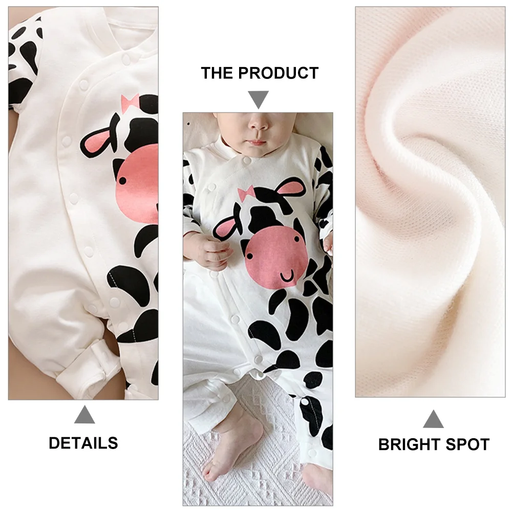 

1Pcs Infant Jumpsuit Baby Romper Cute Cow Print Cotton Comfortable Spring Autumn Toddler Costume Button Design Skin Friendly