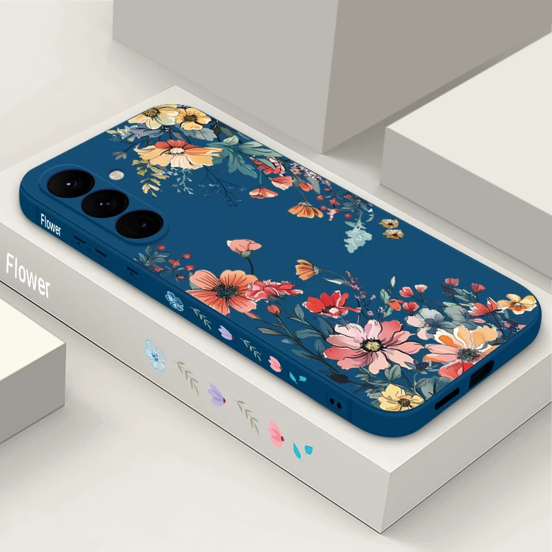 Colorful Floral Case For Samsung S26 S25 Ultra S24 S23 S22 Plus S21 FE A15 A16 A17 A35 A36 A54 A55 A56 5G Soft Silicone Cover