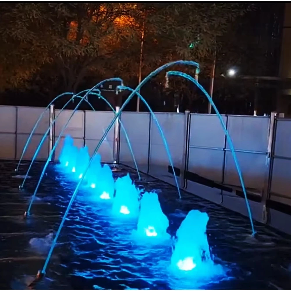 DEWY Luxury Commercial Modern Stainless Steel Customized Outdoor Fountain with Dance Sync Music for City Square Scenic Projects