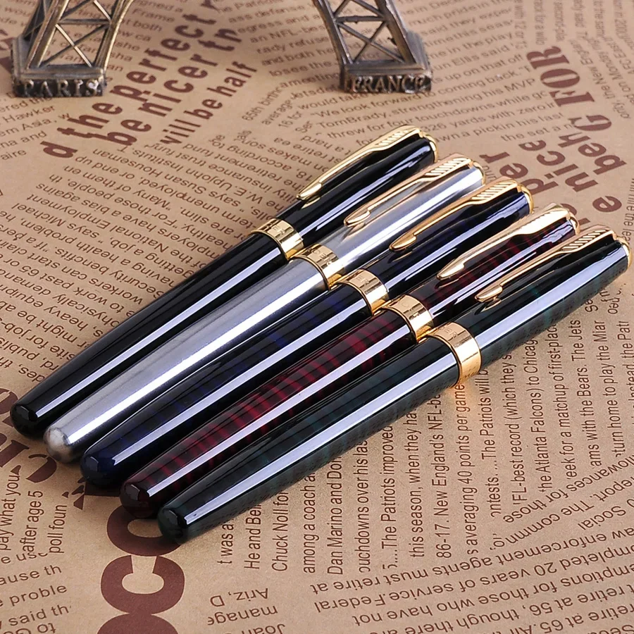 1Pcs Baoer 388 Silver and Gold Clip Metal Fountain Pen 0.5mm Luxury Inking Pens for Writing Office School Supplies Free Shipping